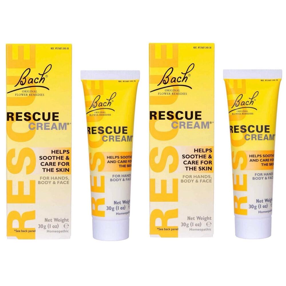 x2 Bach Flower Remedies RESCUE CREAM Hand Body Face Unscented 1oz 30g EXP 5/26